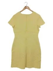 Vorschaubild 2 von Blusenkleid Damen Gr. 40/L Gelb Elegant Strukturmuster Midi