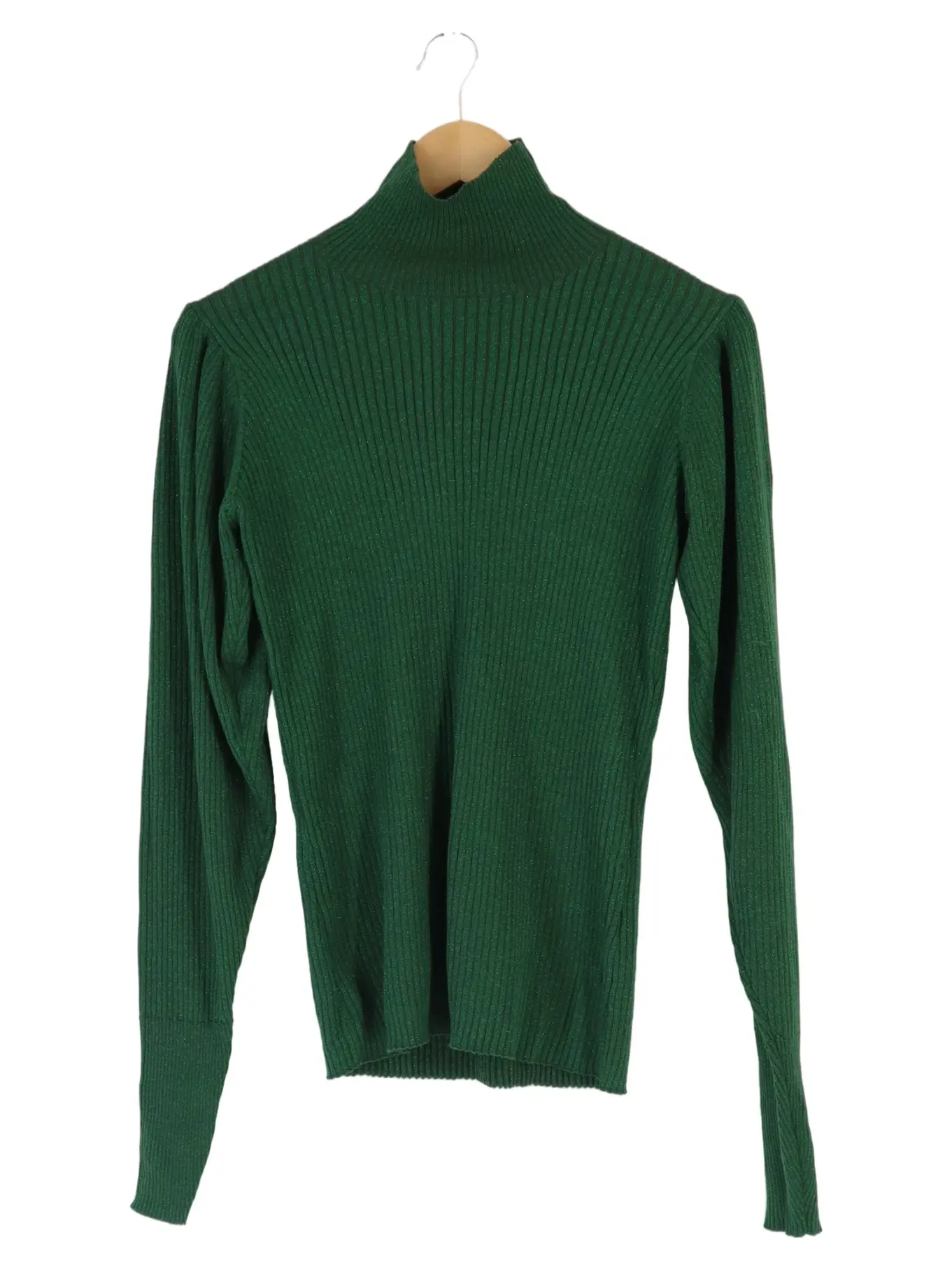 CUSTOMMADE Damen Pullover 36/S Grün Rippstrick Rollkragen