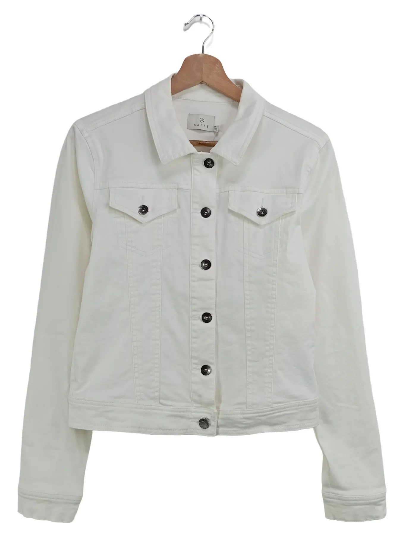 KAFFE Jeansjacke Damen Gr. 36 Weiß
