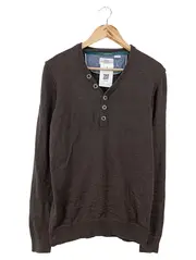 Vorschaubild 1 von Herren Pullover Gr. 48/S Braun Casual Basic Baumwolle Langarm