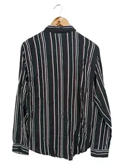 Vorschaubild 2 von Damen Freizeithemd Gr. 38/M Schwarz Gestreift Viskose Langarm