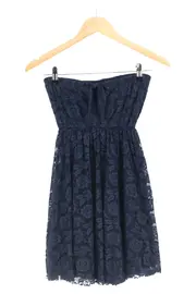 Vorschaubild 1 von Damen Sommerkleid Gr. 36/S Blau trägerlos Spitze Blumenmuster