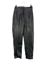 Vorschaubild 1 von Damen Lederhose XS 34 Schwarz High Waist Bundfaltenhose Kunstleder