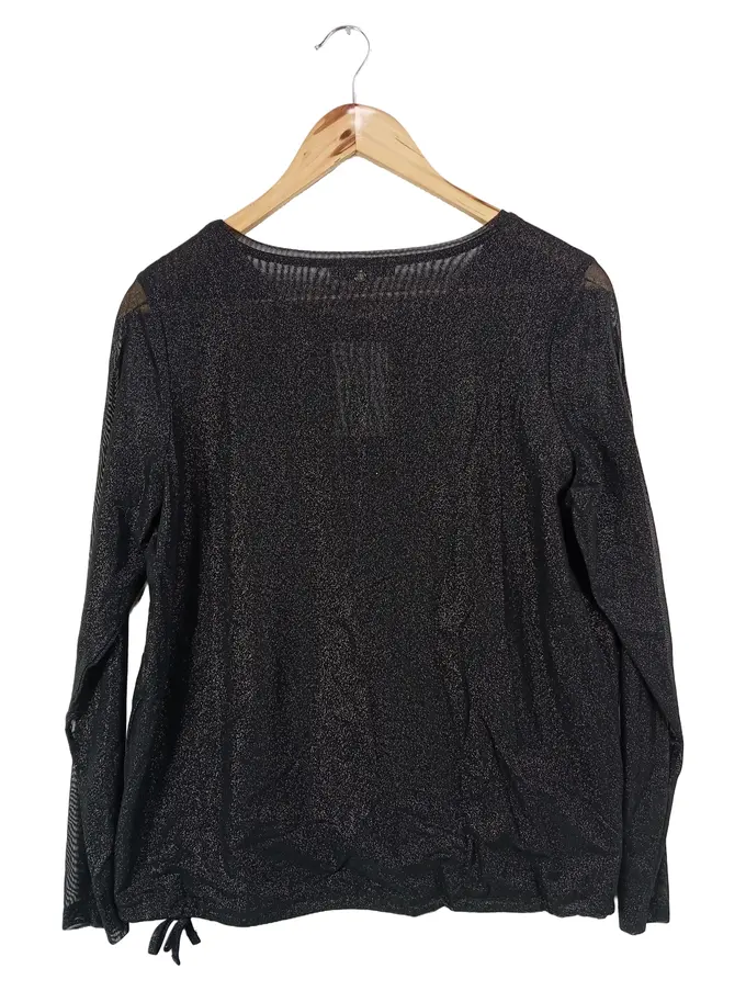 COMMA Damen Bluse 42/XL Schwarz Pailletten Glamourös