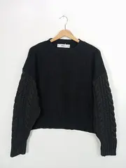 Vorschaubild 1 von Damen Pullover Strickpullover Zopfstrick Schwarz Gr. 36/S Casual