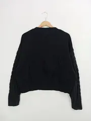 Vorschaubild 2 von Damen Pullover Strickpullover Zopfstrick Schwarz Gr. 36/S Casual