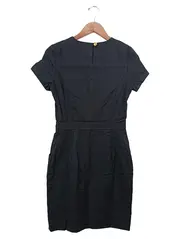 Vorschaubild 2 von Etuikleid Damen Gr. 34/XS Schwarz Wolle Business Elegant Kurzarm