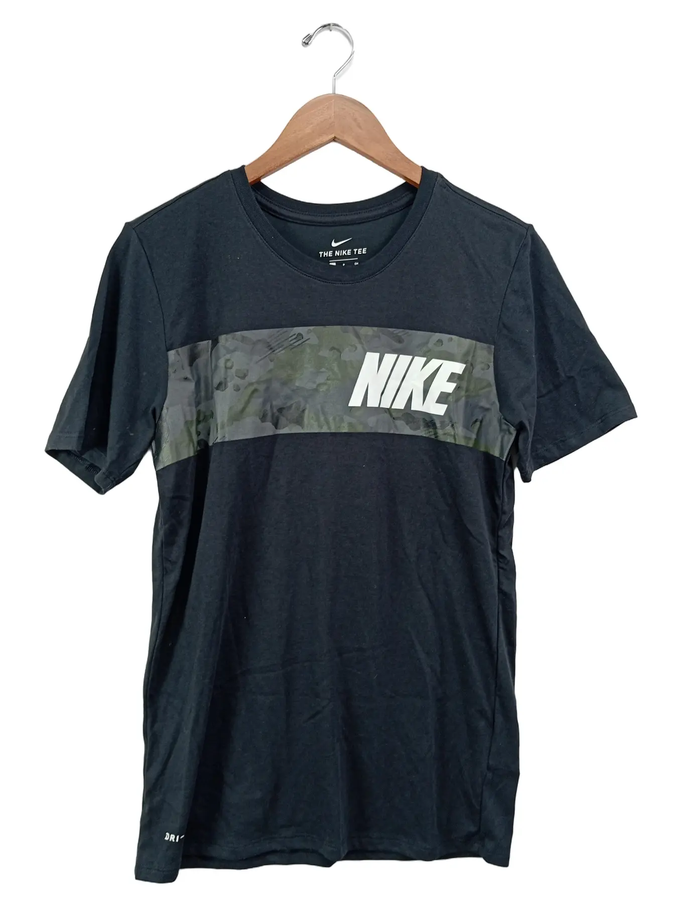 NIKE Herren T-Shirt Schwarz Gr. 46/S Sportlich Logo Camouflage Dri-FIT
