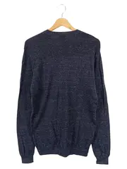 Vorschaubild 2 von Herren Pullover Gr. 46/S Blau Wolle Baumwolle V-Ausschnitt Klassisch Elegant