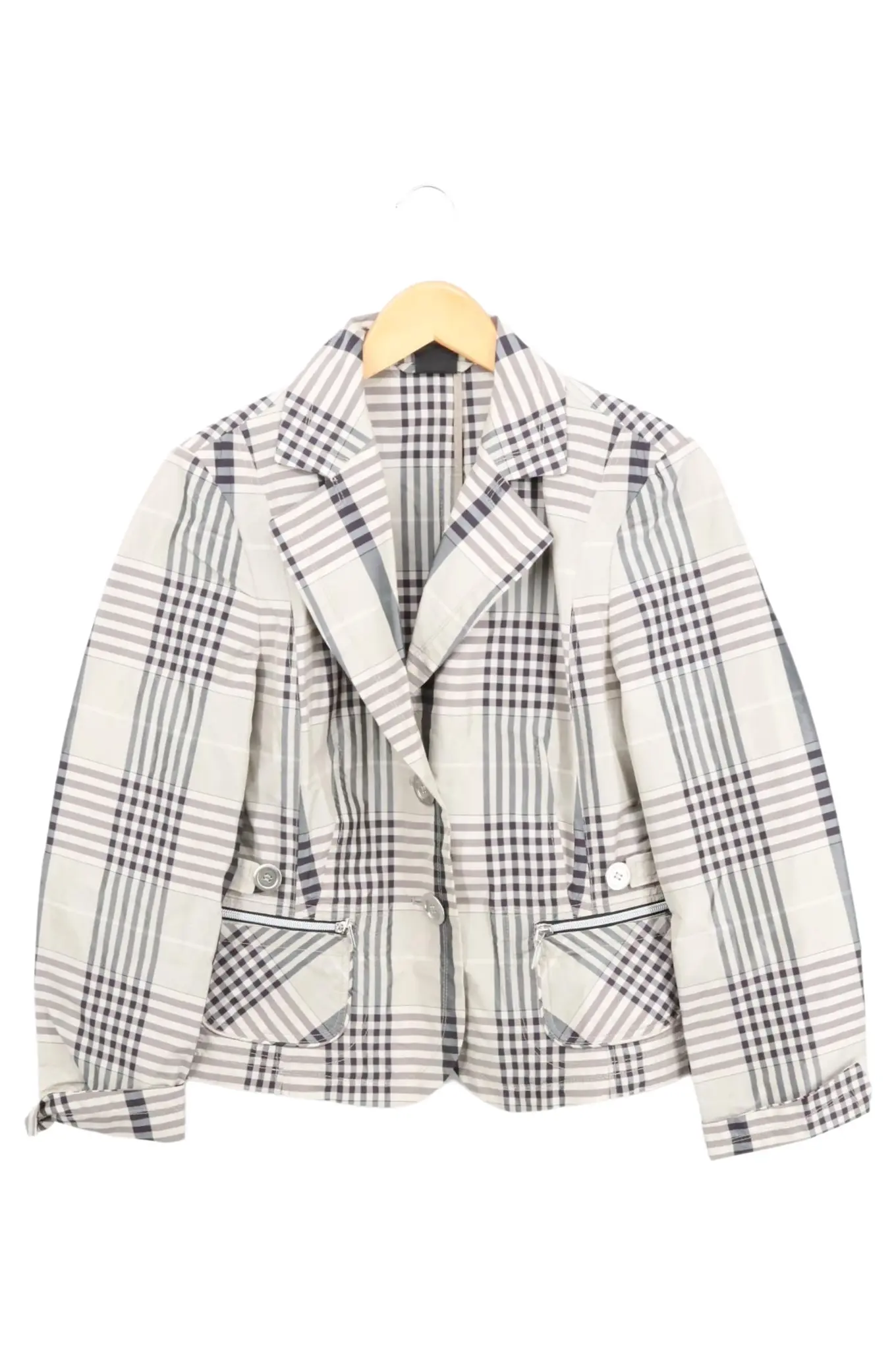 MADELEINE Blazer Damen Grau Kariert Klassisch Business Gr. 38/M