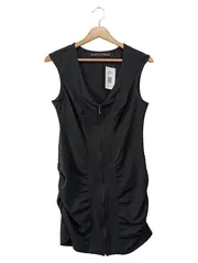 Vorschaubild 1 von Cocktailkleid Damen Gr. 40/L Schwarz Elegant Reißverschluss Raffungen