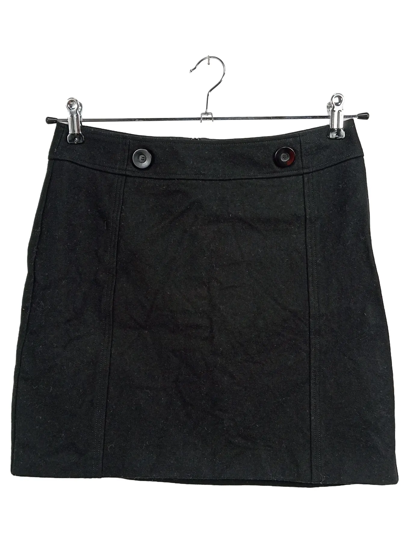 ESPRIT Damen Faltenrock Gr. 36/S Schwarz Wolle Klassisch Elegant