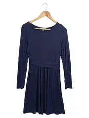 Vorschaubild 1 von Damen Freizeitkleid Gr. 34/XS Blau Klassisch Elegant Viskose Langarm