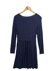 Vorschaubild 2 von Damen Freizeitkleid Gr. 34/XS Blau Klassisch Elegant Viskose Langarm