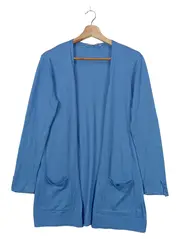 Vorschaubild 1 von Strickjacke Damen Blau Gr. 42/L Klassisch Casual Uni Rippstrick