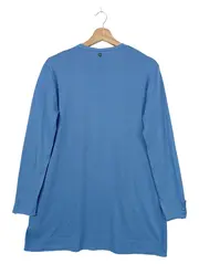 Vorschaubild 2 von Strickjacke Damen Blau Gr. 42/L Klassisch Casual Uni Rippstrick