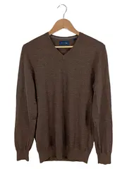 Vorschaubild 1 von Herren Pullover V-Ausschnitt Braun Gr. 46/S Wolle Klassisch