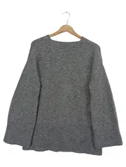 Vorschaubild 2 von Damen Pullover Grau Gr. 34/XS Strick V-Ausschnitt Casual