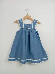 Vorschaubild 2 von Kinder Sommerkleid Gr. 98 Blau Stickerei Bohemian