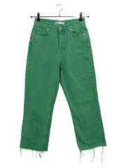 Vorschaubild 1 von Damen Jeans Straight Leg 36 Grün High Waist Cropped
