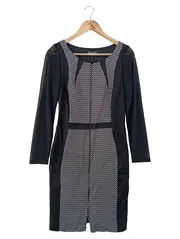 Vorschaubild 1 von Damen Businesskleid Gr. 40/L Schwarz Grafisch Langarm