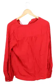 Vorschaubild 2 von Damen Bluse Rot Viskose Strukturmuster Langarm Gr. 38 M Casual
