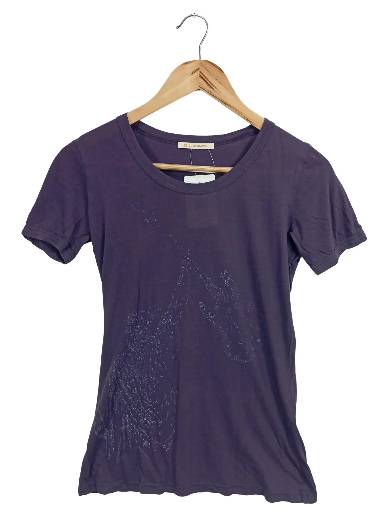 BOSS ORANGE Damen T-Shirt Lila UNI Casual Kurzarm Shirt