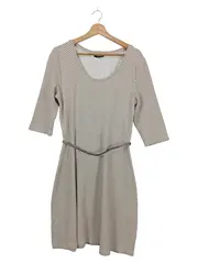 Vorschaubild 1 von Etuikleid Damen 38/M Beige Elegant Strukturmuster Business Midikleid