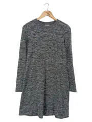 Vorschaubild 1 von Freizeitkleid Damen Gr. 38/M Grau Meliert Langarm Casual Midikleid