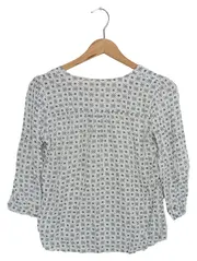 Vorschaubild 2 von Damen Bluse Gr. 32/XXS Weiß Casual Viskose Grafisches Muster 3/4-Arm