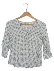 Vorschaubild 1 von Damen Bluse Gr. 32/XXS Weiß Casual Viskose Grafisches Muster 3/4-Arm