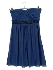 Vorschaubild 1 von Abendkleid Damen Gr. 38/M Blau Elegant Pailletten Trägerlos