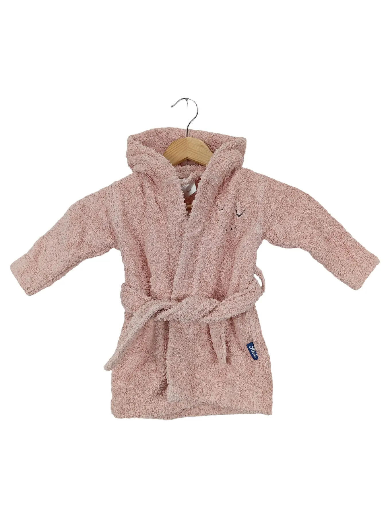 ALVI Kinder Bademantel Rosa Gr. 74/80 mit Kapuze Bio Baumwolle