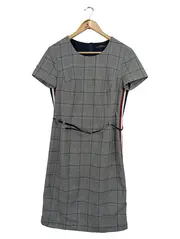 Vorschaubild 1 von Damen Etuikleid Gr. 36/S Grau Kariert Business Elegant Midikleid