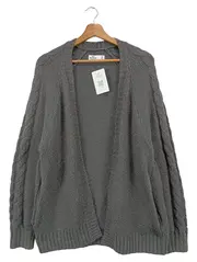 Vorschaubild 1 von Damen Strickjacke Cardigan Zopfstrick Grau Gr. 34/XS