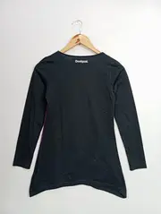 Vorschaubild 2 von Mädchen Langarmshirt Gr. 146/152 Schwarz Blumen Applikationen Bohemian