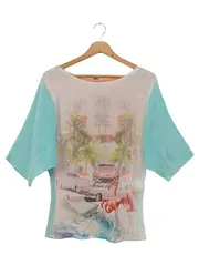 Vorschaubild 1 von Damen Pullover 38/M Mehrfarbig Vintage Grafisch Halbarm Baumwolle