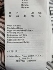 Vorschaubild 4 von Leichter Damen Mantel Gr. 42/L Schwarz Klassisch Baumwolle Elegant