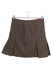 Vorschaubild 1 von Damen Faltenrock Gr. 40/L Braun Kariert Klassisch Elegant