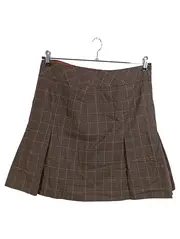 Vorschaubild 2 von Damen Faltenrock Gr. 40/L Braun Kariert Klassisch Elegant