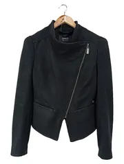 Vorschaubild 1 von Damen Winterjacke Gr. 38/M Schwarz Casual Modern Asymmetrischer Reißverschluss