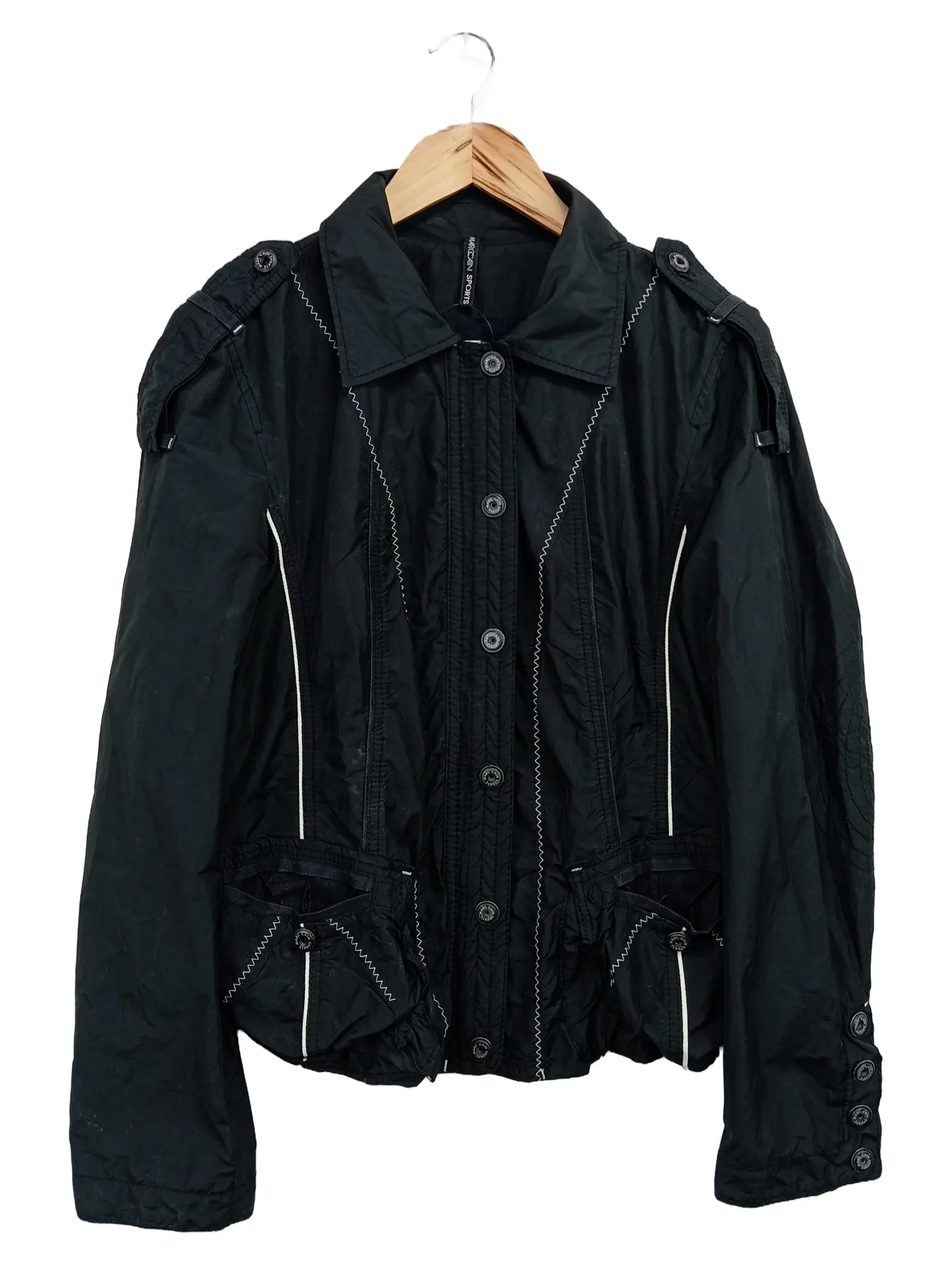 MARC CAIN SPORTS Damen Leichte Jacke Gr. 40/L Schwarz Streetwear Übergangsjacke