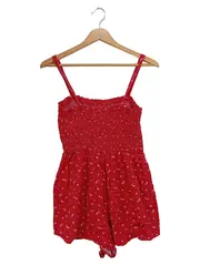 Vorschaubild 2 von Jumpsuit Damen Gr. 36/S Rot Blumenmuster Sommer Casual