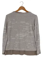 Vorschaubild 2 von Damen Pullover Gr. 36/S Grau Meliert Strickmuster Casual Langarm