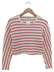 Vorschaubild 1 von Damen Pullover Gr. 36/S Weiß Gestreift Casual Strickmuster