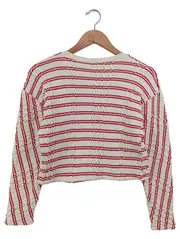 Vorschaubild 2 von Damen Pullover Gr. 36/S Weiß Gestreift Casual Strickmuster