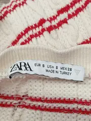 Vorschaubild 3 von Damen Pullover Gr. 36/S Weiß Gestreift Casual Strickmuster