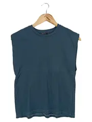Vorschaubild 1 von Damen T-Shirt Gr. 36/S Blau Basic Casual Rippstrick
