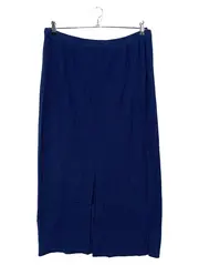 Vorschaubild 2 von Faltenrock Damen Gr. 50/52 Blau Klassisch Elegant Baumwolle Maxirock