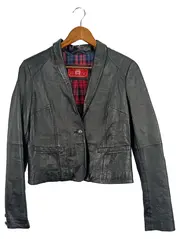 Vorschaubild 1 von Damen Lederjacke Gr. 40/S Grau Vintage Echtleder Jacke